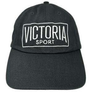 Victoria Sport Baseball Cap Black One Size Embroidered Logo Cotton Hat Slideback